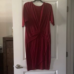 Red form fitting dress